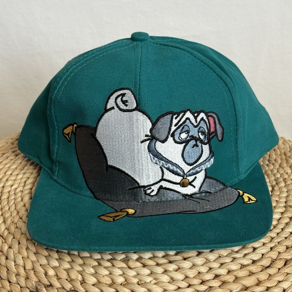 Vintage 90s Disney Pocahontas Percy Pug Hat Teal Snapback Embroidered NWOT Rare